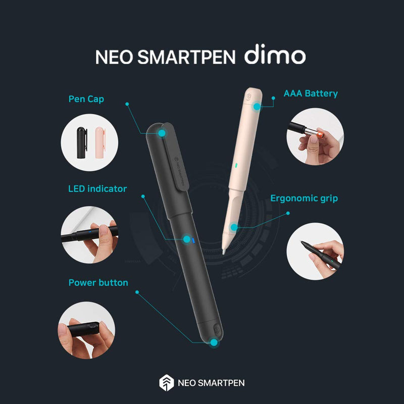 Neo Smartpen dimo Bluetooth Digital Pen with 2 GB Internal Memory Digitize Handwriting for iOS and Android, Compatible with Neo Studio App and Neo Notebooks - Pink