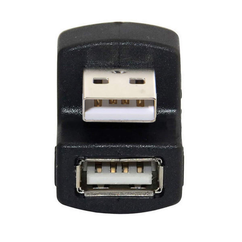 Cablecc Down Angled USB 2.0 Adapter A Male to Female Extension 90 180 360 Degree Black Black Down Angled