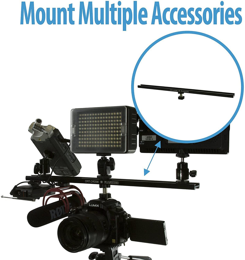 6 Inch Cold Shoe Extension Bracket - Dual Sided Camera Flash Mount with D-Flashner Adapter by Cam Caddie - Black 6 Inch