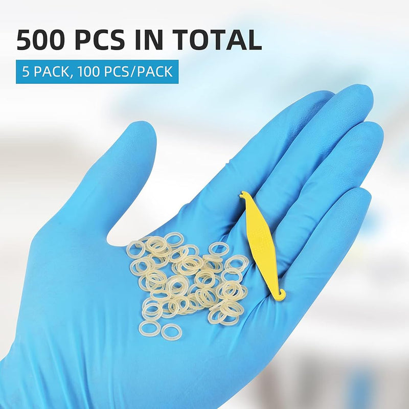 WUSJCOF Pack of 500 Teeth Elastic Bands + 5 Placers, Orthodontic Elastic for Braces, Dental Gaps, Crooked Teeth (Rabbit 3/16 Inches)