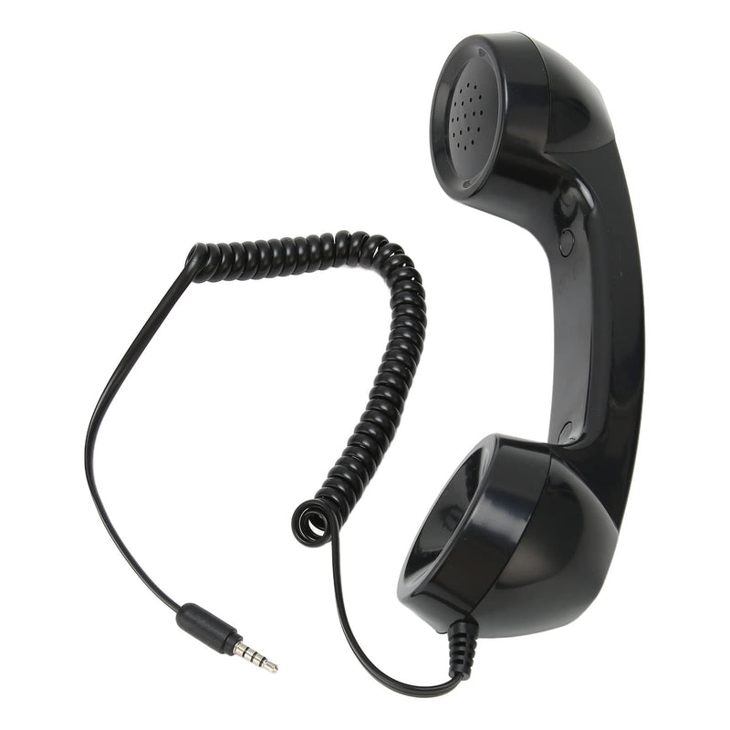 Retro Phone Handset, Phone Telephone Receiver, Multifunction Radiation Proof Handheld Cell Phone Receiver with 3.5mm Sound Plug for Mobile Phones Computers (Black) Black