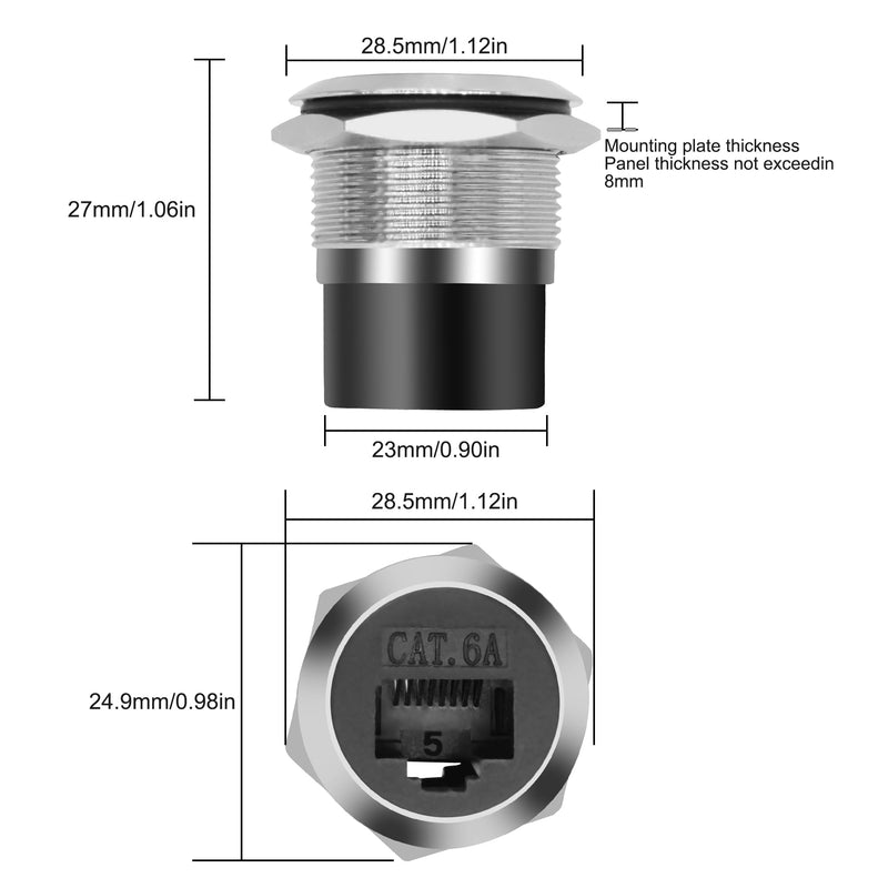 [AUSTRALIA] - XMSJSIY RJ45 CAT6A Panel Mount Adapter Thread Fixed Mount Coupler Ethernet Female to Female Pass-Through Connector Cat6A/CAT6/CAT5E 8P8C Network Socket LAN 