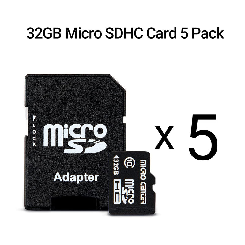 Micro Center 32GB Class 10 Micro SDHC Flash Memory Card with Adapter for Mobile Device Storage Phone, Tablet, Drone & Full HD Video Recording - 80MB/s UHS-I, C10, U1 (5 Pack) 32GB - 5 pack
