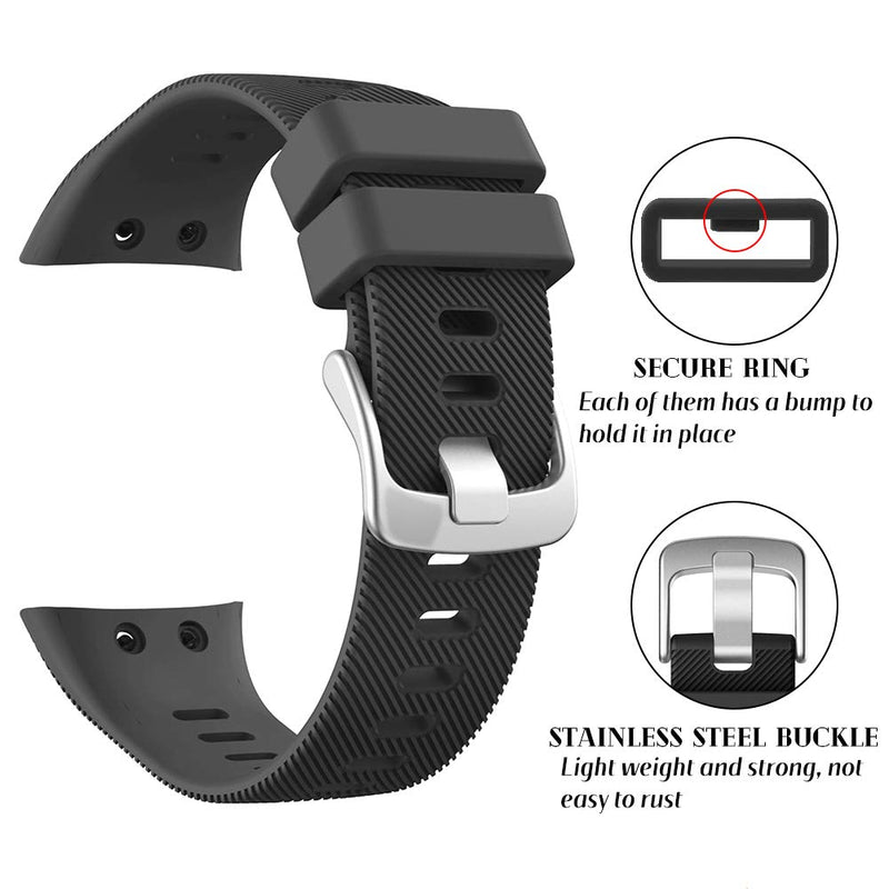 Watbro Compatible with Garmin Forerunner 45S band, Soft Silicone Sport Replacement Watch Band, Fitness Strap Bracelet Wristband for Garmin Forerunner 45S Smartwatch Black