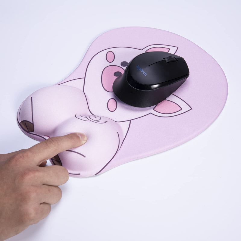 Mouse Pad Wrist Support, KAIGOBOX Mouse Pad, Kawaii Pink Mouse Pad with Piggy Pattern, Desktop Computer Laptop Ergonomic Mouse Pad for Wireless Mouse, Mousepad with Wrist Rest for Gaming Home Office