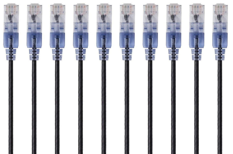 Monoprice Cat6A Ethernet Patch Cable - 1 Feet - Black | Network Internet Cord - RJ45, 550Mhz, UTP & - 115150 SlimRun Cat6A Ethernet Patch Cable - Snagless RJ45 UTP Pure Bare Copper Wire 10G