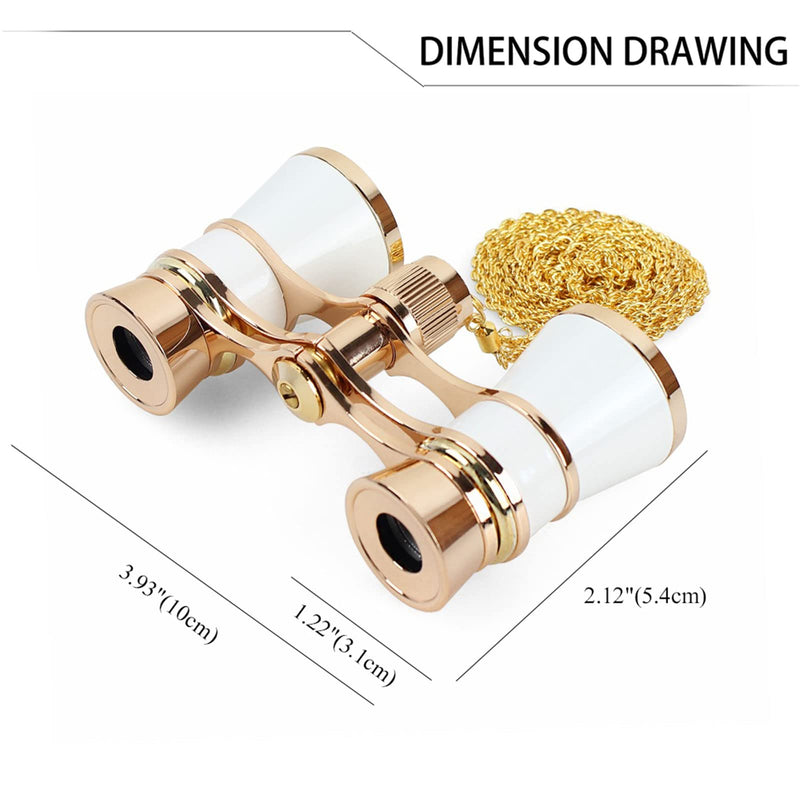 [AUSTRALIA] - Aroncent Opera Glasses Binoculars 3X25 Theater Opera Glasses Mini Binocular Compact Opera Glasses with Chain for Adults Kids Women Vintage Opera Glasses Binoculars for Theater Musical Concert C-White with Chian 