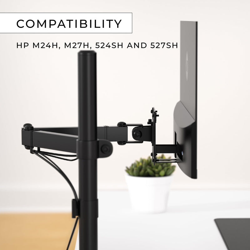 HumanCentric VESA Mount Compatible with HP M-Series Monitors | Fits M24h, M27h, 524sh, 524da, 527sh, 75x75mm & 100x100mm, Mounts to Stand & Arm, M-Series Only, Hardware Included