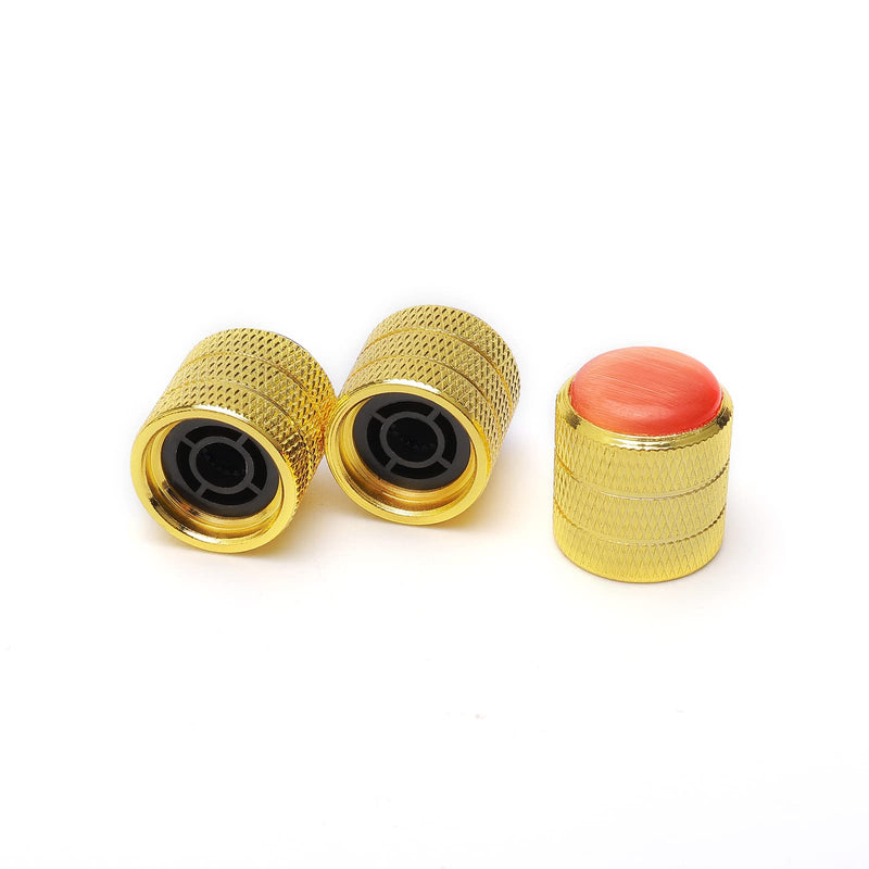 3PCS Gold Metal Guitar Speed Control Knobs Volume Tone Control Knobs with Red Dome for 6mm Shaft Pots