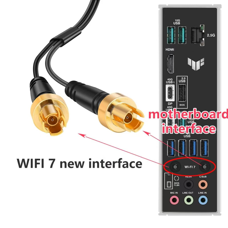 [AUSTRALIA] - WiFi 7 Gaming Motherboard Magnetic Base Replacement Antenna with New Interface (NOT RP-SMA) for ASUS ROG Strix ASUS TUF/ROG Crosshair/Prime/ProArt Series WiFi 7 Gaming Motherboard, Slinkdsco Wifi 7 Antenna 
