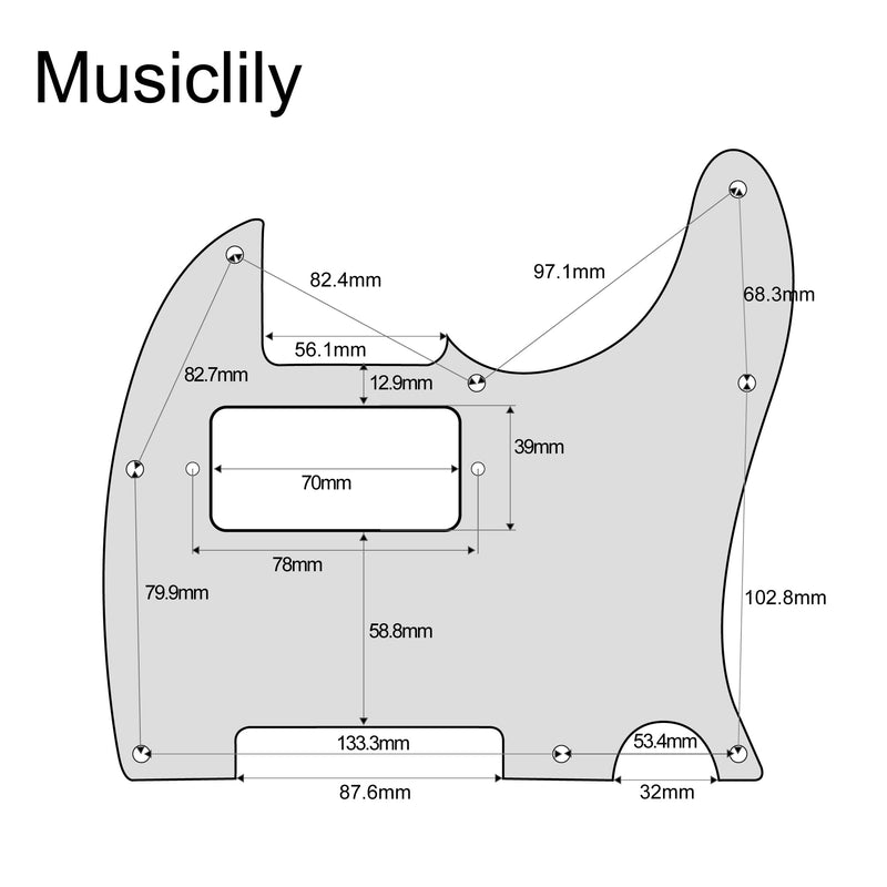 Musiclily 8 Hole Guitar Telecaster Pickguard Humbucker HH Scratch Plate for Fender USA/Mexican Standard Tele Parts, White 3Ply