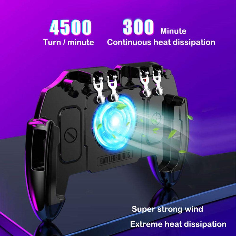 PUBG Mobile Controller Joystick Turnover Button Gamepad for PUBG iOS Android Six Finger Operating Gamepad With Cooling Fan