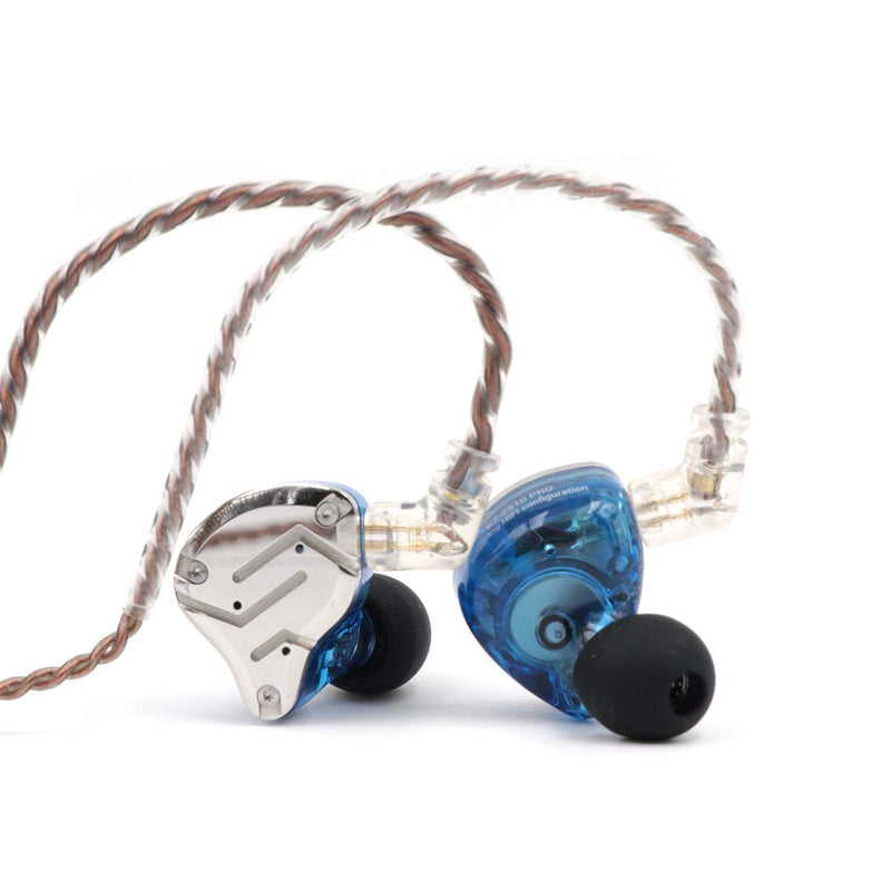 Linsoul KZ ZS10 Pro in Ear Earphones(with Mic, Blue) +Tripowin Zonie 16 Core Cable (Recessed 2pin, 3.5mm, Grey)