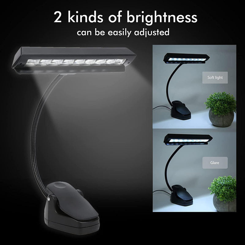 Battery Operated Music Stand Light 9 LED Super Bright Gooseneck Orchestra Piano Light Reading Lamp Clip On Lights for Grand Piano, Orchestra, Podium,Sheet Music,Guitar