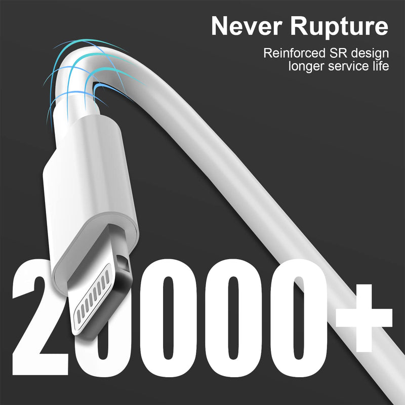 2pack 10ft iPhone Charger, [Apple MFi Certified] Long iPhone Charger Cord 10 ft, Apple Lightning to USB Cable, 10 Foot Fast Charging Cords for iPhone Charger 14/13/12/11/13 Pro/13 Max/X/XS/XR/XS 10ft*2 White