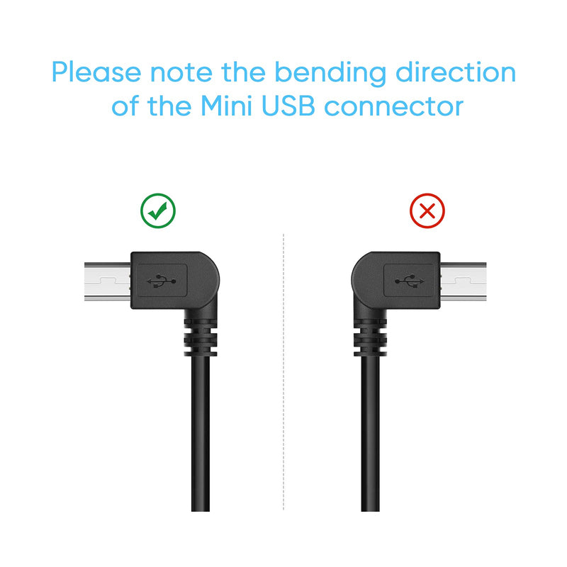 Dash Cam Power Cord,11.5ft Long Mini USB Charging Cable for Garmin Nuvi GPS Mirror Cam,USB to Mini USB Car Camera Charger Wire 90 Degree Right Angle Mini-B Cord Adapter,Charger Cable for Garmin GPS