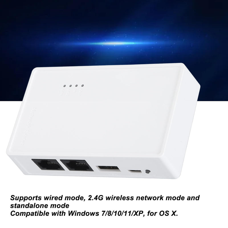USB Wireless Print Server, Convert USB Printer to WiFi Printer with 480Mbps USB2.0 Port and 100Mbps LAN Bridge, Support 4 Printers via USB Hub for OS X