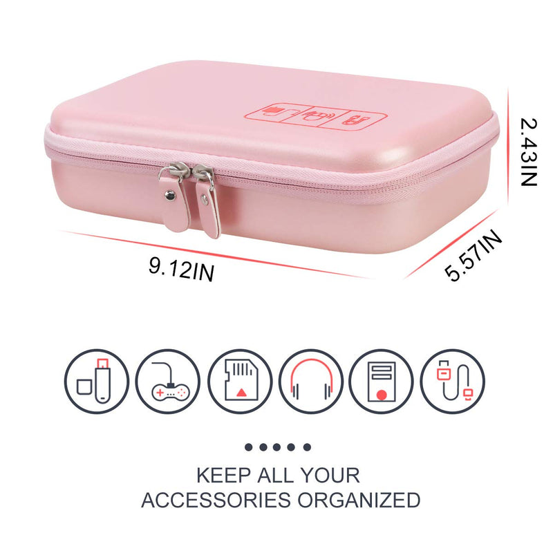 Canboc Portable Travel Case for MacBook Power Adapter, Apple Magic Mouse 2, Apple Pencil, USB Flash Disk, SD Card, iPhone ipad Charger, Small Electronics Accessories Cable Organizer Tech Bag,Rose Gold Rose Gold