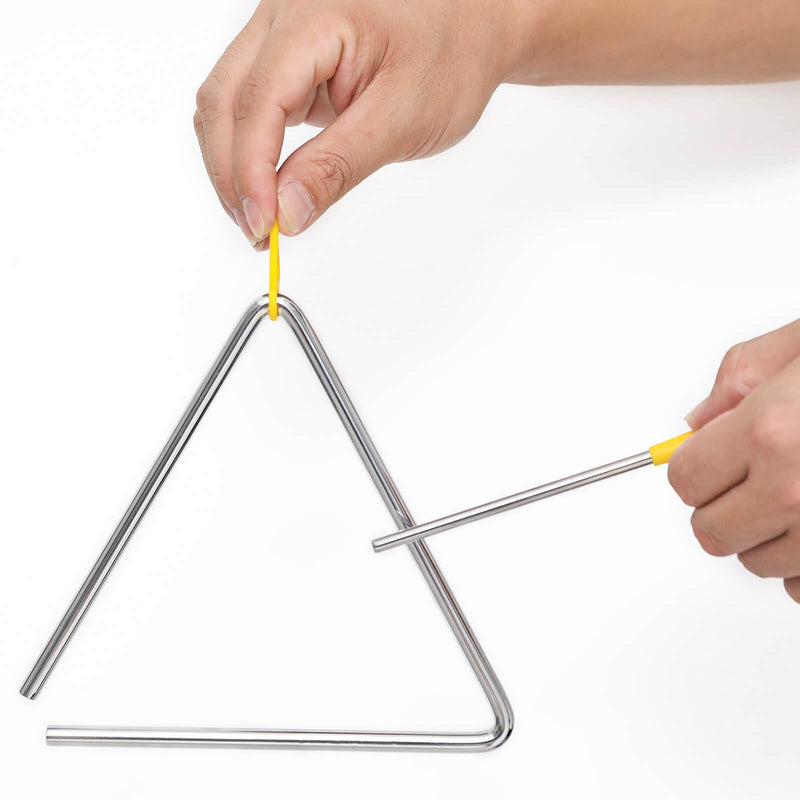 Musical Steel Triangle Hand Percussion Instrument With Striker - Rhythm Steel Triangles Music Instrument - 3 Pcs (6 7 8 Inch) 6/7/8 inch