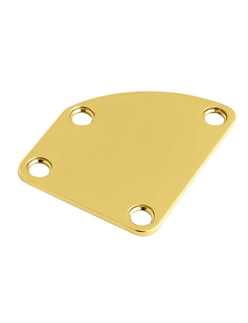 Metallor Electric Guitar Neck Plate Curved Cutaway Semi Round Neck Joint Back Mounting Plate for Stratocaster Telecaster Style Electric Guitar Bass Parts Replacement 4 Holes with Screws Gold. Gold-1