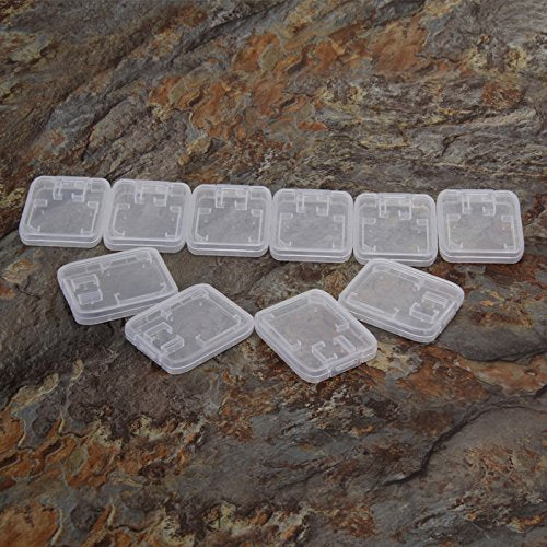 AKOAK 10pc Collection Clear Plastic Memory Card Case Holder for SD SDHC and Micro SD Memory Card