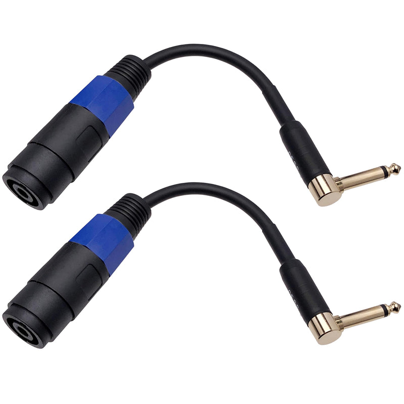 CESS-144 Speakon Female Connector to 1/4" Male TS Speaker Cable - Speak-on Jack to 1/4 TS Plug (Right-Angle Plug) (Pack of 2) Right-angle Plug (Pack of 2)