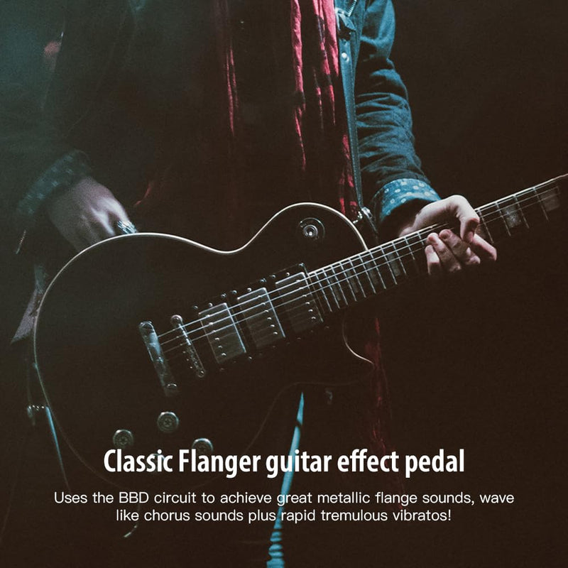 JOYO Flanger Effect Pedal Achieve Metallic Flanger Sounds & Rapid Tremulous Vibrato for Electric Guitar Effect - True Bypass (JF-07) White