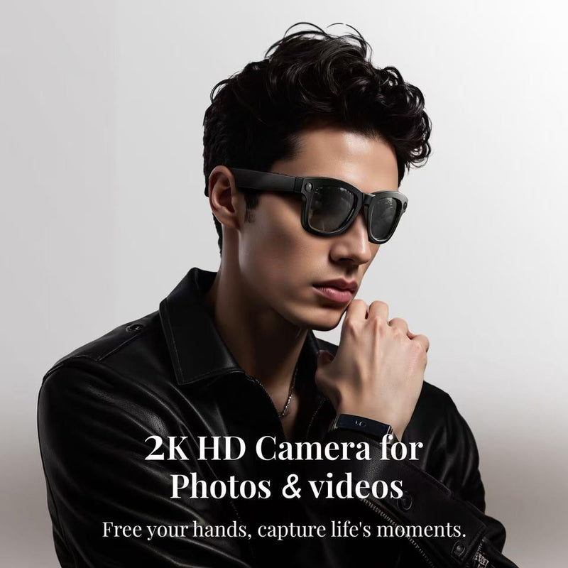 AI Smart with HD Camera Glasses for Videos, Hands-Free Vlog Recording,Open-Ear Audio, Ultra-Light Design for Outdoor&Driving,Pet & Kid Moments, Powered by ChatGPT, Midnight Dark