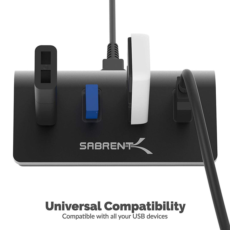 SABRENT Premium 4 Port Black Aluminum USB 3.0 Hub (30" Cable) for iMac, MacBook, MacBook Pro, MacBook Air, Mac Mini, or Any PC [Black] (HB-MC3B)