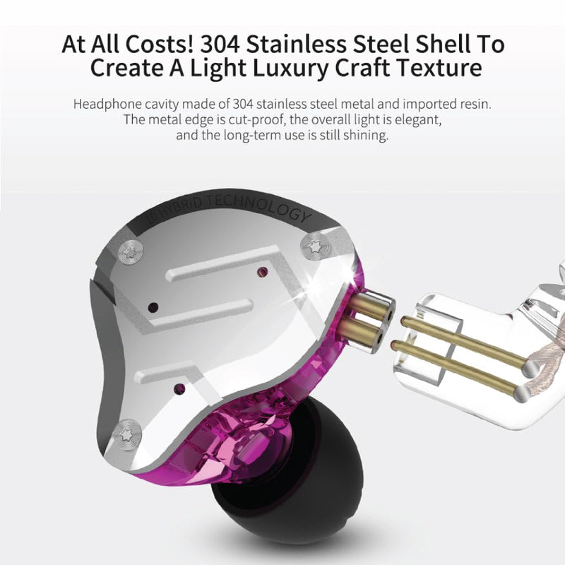 KZ ZS10 Pro in Ear Monitor Earphone, 5 Hybrid Dynamic Driver Balanced Armature Earbuds Stereo Sound Comfortable Noise Isolation Earphone with Leatherette Case (Without Mic, Stone Black) KZ ZS10 Pro without Mic