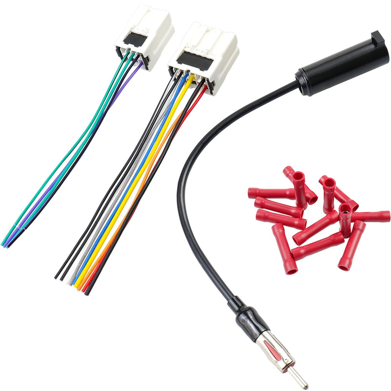 Radio Wiring Harness Kit for Nissan Altima Sentra Frontier Xterra Murano Quest Titan Pathfinder, Car Stereo Wire Harness Antenna Adapter Compatible with Infiniti Q45 G20 I30 QX4 10+6P Harness+Antenna for Nissan/Infiniti