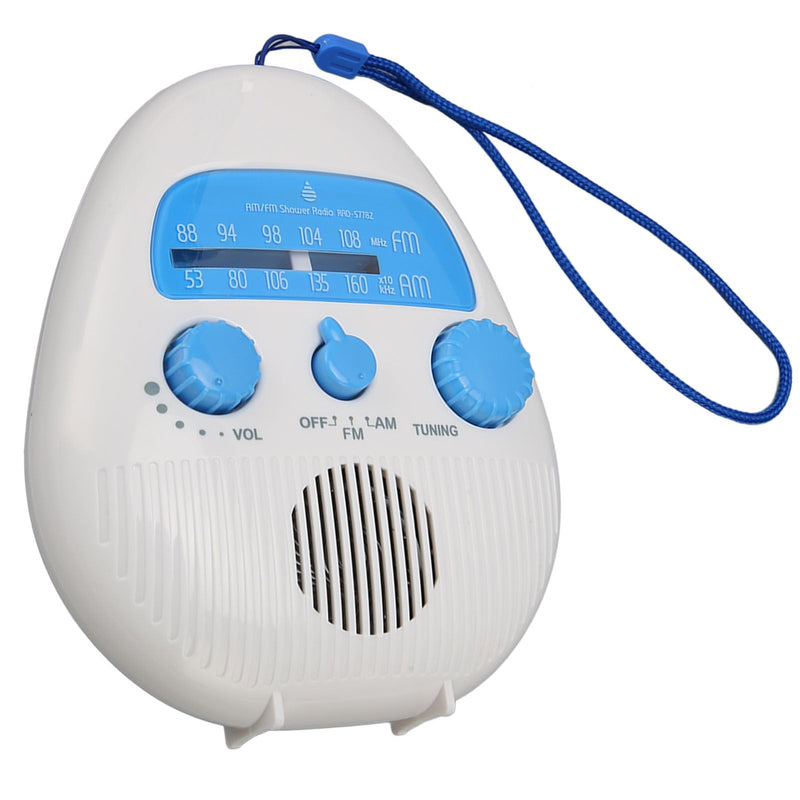 Portable Shower Radio, AM FM Bathroom Radio Built in Speaker, Waterproof Radio for Bathroom Outdoor Use, Battery Operated