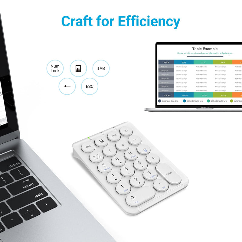 [AUSTRALIA] - iClever Number Pad, KP08 Bluetooth Number Pad, Ultra Slim and Lightweight, USB-C Charge, Number Pad for Laptop, iPad, Mac, iMac, Tablet, PC Desktop 