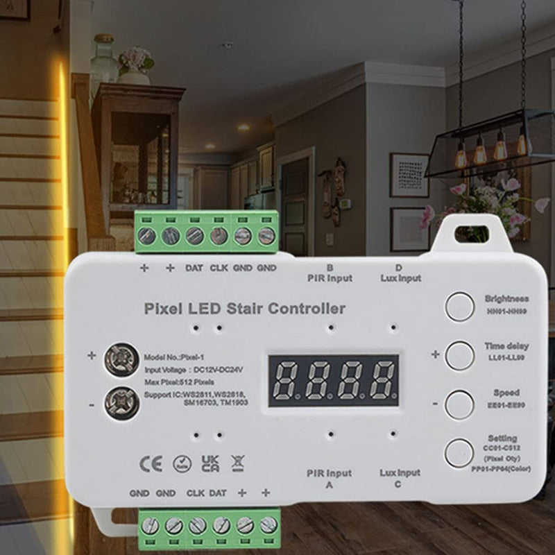 Pixel LED Stair Light Controller Dimmable Ladder Lighting PIR Motion Sensor Kit