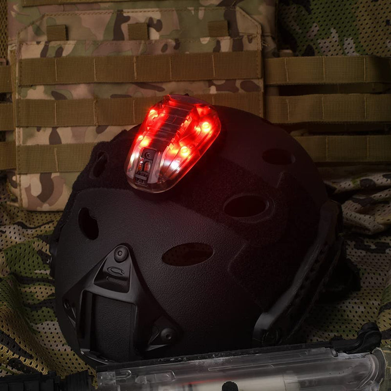 [AUSTRALIA] - NOBUHIRO Tactical Helmet Signal Light Optional 4 Modes with Visible LED + IR Constant-on/Strobe, Waterproof Ladybird Survival Identification Lamp for Outdoor Sports BK-RED 