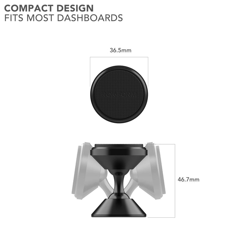 Rokform - Adjustable Magnetic Car Mount, 360 Degree Swivel with 3M VHB Tape, Cell Phone Holder, Aluminum Dashboard Phone Mount Stand for Truck Car & Van (Black) | Aluminum, Secures with 3M VHB, Mounts to any Smooth Flat Surface, Best Used with Rokform'...