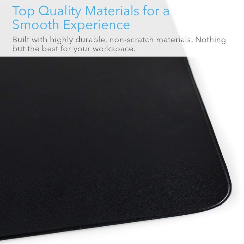 ZBRANDS // Leather Smooth Desk Mat Pad Blotter Protector 24" x 17", Midnight Black, Extended Non-Slip Rectangular, Laptop Keyboard Mouse Pad 24" x 17"