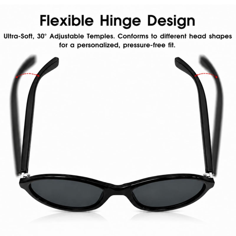 AI Glasses for Women with Thin Temples Cat Eye Smart Sunglasses | Real-Time Translation - 160+ Languages, Open-Ear Audio Lightweight Bluetooth Glasses for Travel, Business - Black