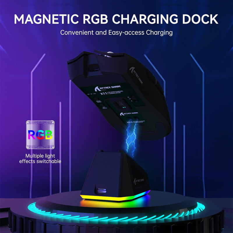 ATTACK SHARK M36 HE Gaming Keypad & X11 Wireless Gaming Mouse Combo, 36-Key Magnetic Switch Keyboard, 8000Hz Polling Rate, 0.01mm Rapid Trigger, PAW3311 Sensor, 22,000 DPI, RGB Dock, Gradient Black