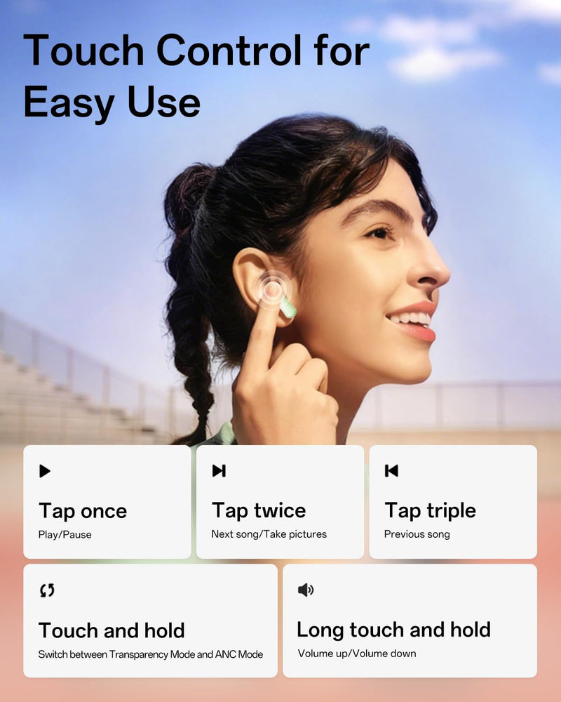 OPPO Enco Air4 True Wireless Earbuds, Bluetooth 5.4 in-Ear Headphones Stereo, 43H Playtime, 32dB Active Noise Cancelling, Dual-Mic AI Clear Call, Transparency Mode, Deep Bass, IP55, Fresh Mint