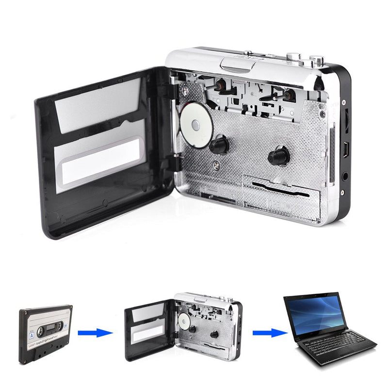 [AUSTRALIA] - Portable Cassette to MP3 Converter with Headphones Transfer USB Cassette Tape to PC MP3 CD Switcher Converter Capture Audio Music Player 