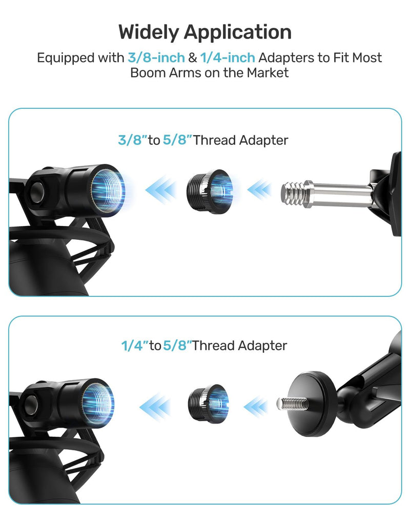 Custom Built for Blue Yeti Shock Mount with Pop Filter, 2025 Upgrade Anti-Vibration Suspension Elastic Shock Mount Holder Clip Mics Stand with Screw Adapter Compatible with Yeti Microphone Blue Yeti Shock Mount with Windscreen
