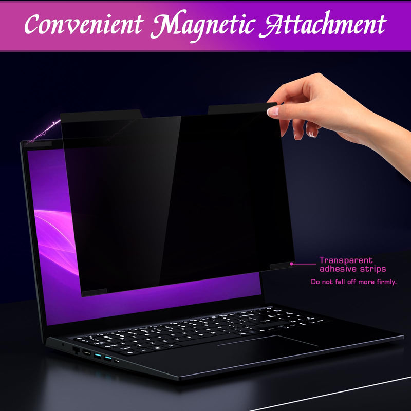 PYS Magnetic 14 Inch Laptop Privacy Screen(16:9 Aspect) - Computer Screen Privacy Shield, Anti-Glare Blue Light Filter, Detachable Privacy Screen Protector for Lenovo Thinkpad, HP Elitebook, Dell 14 Inch (16:9)