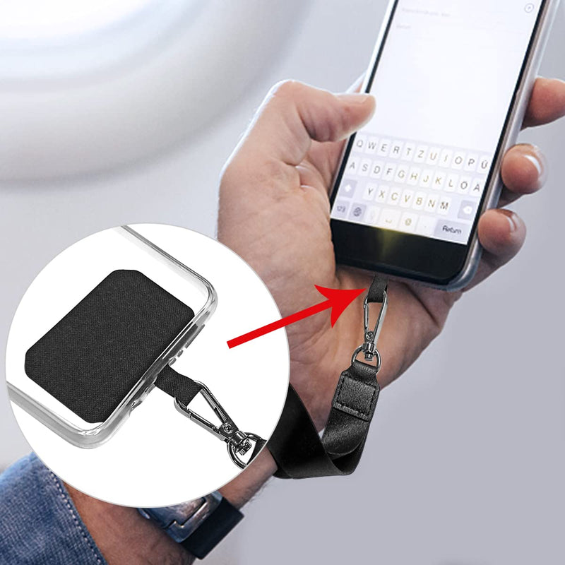 yuntop 5 Pack Phone Tether Tab Cell Phone lanyard pad, Universal Phone Tether Tab Phone Lanyard Replacement Part Compatible with Most Smartphones (Black)