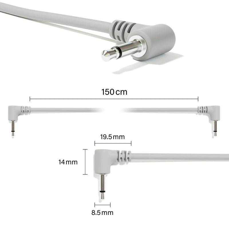 Right Angle Mono Modular Patch Cables TS 3.5mm 1/8 inch Eurorack Synthesizer [13-Pack | 30 cm - 11.81"] 30 cm - 11.81" 13-Pack