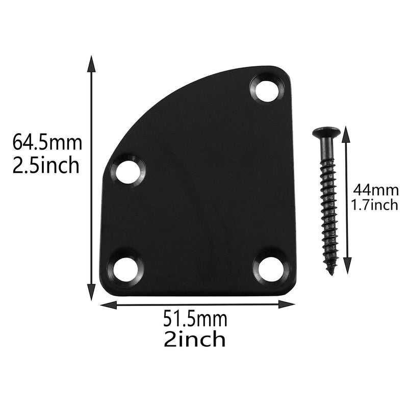 1 SET Electric Guitar Neck Plate Curved Cutaway Semi Round Neck Joint Back Mounting Plate 4 Holes with Screws Compatible with Guitar Bass Parts Replacement