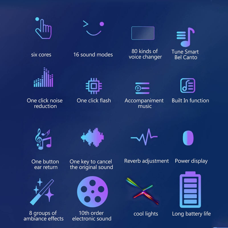 I9 Voice Changer Set, Mini Live Broadcast Voice Disguiser, Handheld Microphone Voice Changer, 8 Different Sounds/Sound Effects, for iOS, for Android(English Version) English Version