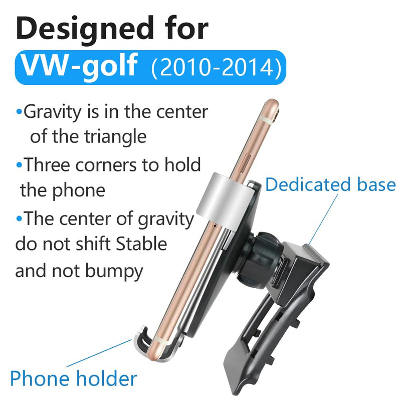 Car Phone Holder for Volkswagen Golf 2010 2011 2012 2013 2014 and VW Golf GTI 2010-2014 Auto Interior Accessories Best Cell Phones Mount Cellphone Mobile Cradle Charging Navigation Screen Stand for 2010-2014 VW Golf & VW Golf GTI