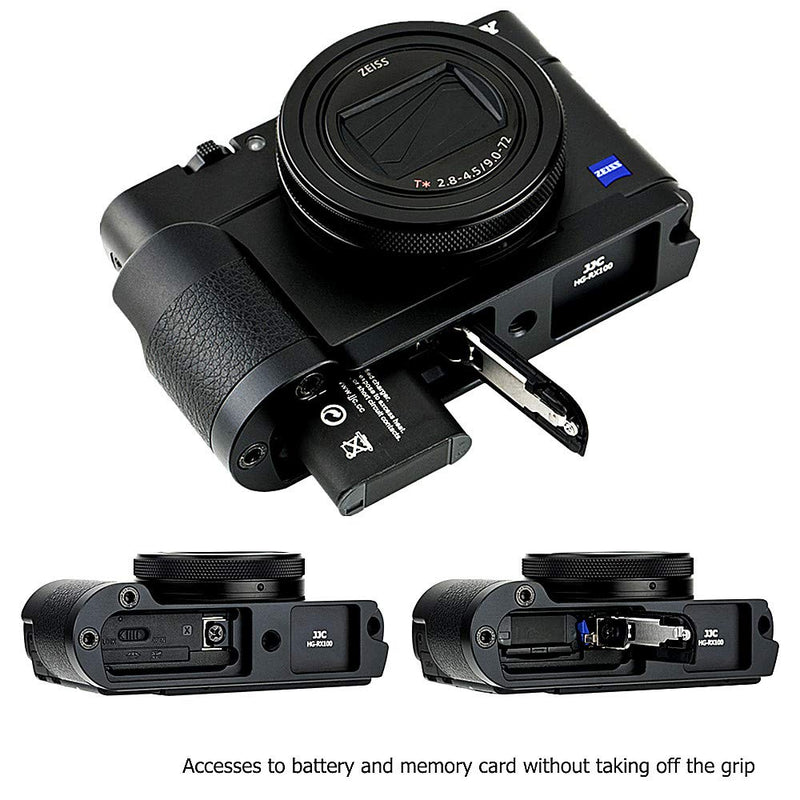 JJC Metal Hand Grip for Sony RX100 & Mark VI VA V IV III II (RX100 M6 M5A M5 M4 M3 M2) Anti-Slip Holder, w/Battery Memory Card Compartment Opening & Speaker Hole, Replace Sony AGR2 Attachment Grip for Sony RX100 Series