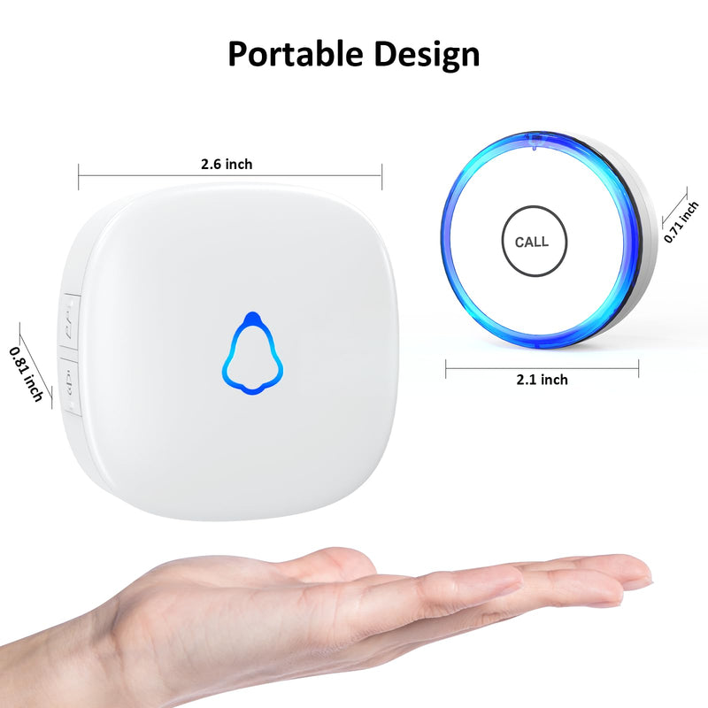 Caregiver Pager Wireless Call Button for Home, Life Alert SOS for Monitoring Elderly Assistance Products Emergency Bell Panic Button Nurse Calling for Seniors Patients Disabled Care,Waterproof 1 Receiver+ 2 Call Button